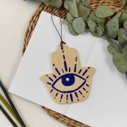 Ceramic Handpainting Hamsa With Evil Eye Wall Hanging Decor Third Protection Amulet Christmas Gift - thumbnail 2