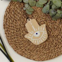 Ceramic Handpainting Hamsa With Evil Eye Wall Hanging Decor Third Protection Amulet Christmas Gift - thumbnail 3