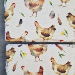 Decoupage Chicken Slate Wall Hanging With Coasters Farmhouse Decor - thumbnail 3