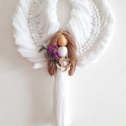 Guardian Angel, Macrame Angel Wall Hanging, Doll, Christmas Nursery Room Decoration, Decoration - thumbnail 2