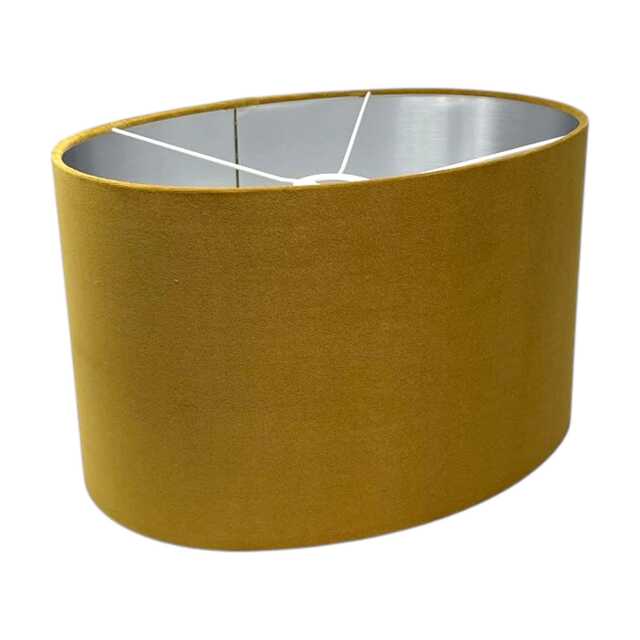 Mustard Yellow Velvet Brushed Silver Oval Lampshade - image 1