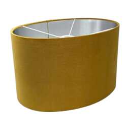 Mustard Yellow Velvet Brushed Silver Oval Lampshade - thumbnail 1