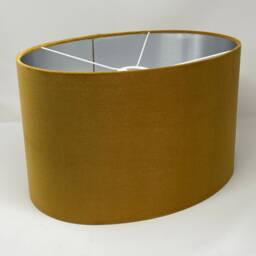 Mustard Yellow Velvet Brushed Silver Oval Lampshade - thumbnail 2