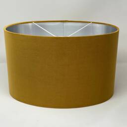 Mustard Yellow Velvet Brushed Silver Oval Lampshade - thumbnail 3