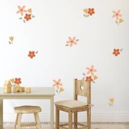 Fabric Flower Wall Decals Multi-Colored Nursery Decor, Repositionable