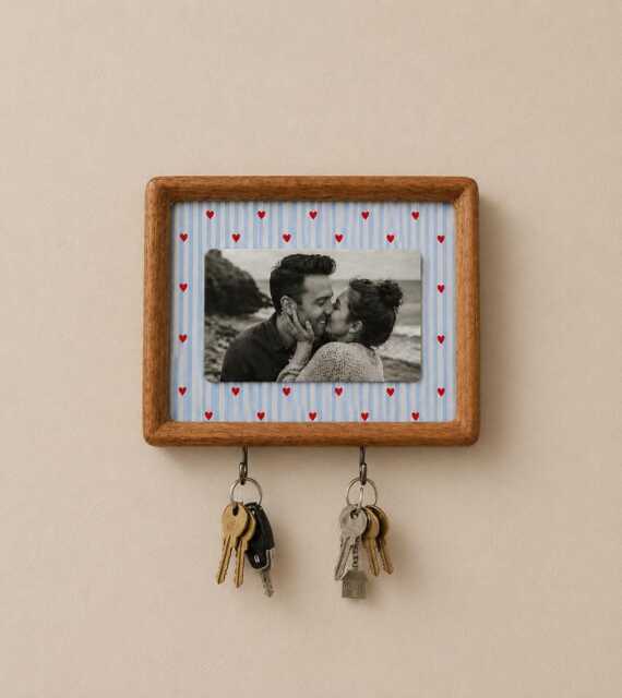 Personalized Photo Frame Key Holder Picture Rack Housewarming Gift Handmade in France Wall Organizer - image 1