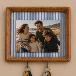 Personalized Photo Frame Key Holder Picture Rack Housewarming Gift Handmade in France Wall Organizer - thumbnail 4