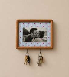 Personalized Photo Frame Key Holder Picture Rack Housewarming Gift Handmade in France Wall Organizer - thumbnail 1