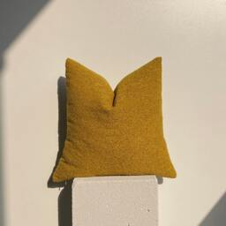 Mustard Yellow Wool Cushion Cover , Luxury Bohemian Neutral Couch Sofa, Sherpa Throw Pillow Euro Sham, Custom Size - thumbnail 4
