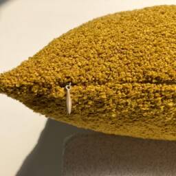 Mustard Yellow Wool Cushion Cover , Luxury Bohemian Neutral Couch Sofa, Sherpa Throw Pillow Euro Sham, Custom Size - thumbnail 3