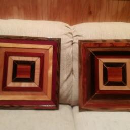 Wood Wall Art Sculpture Featuring A Variety Of Exotic Wood Pieces in Geometric Array - thumbnail 2