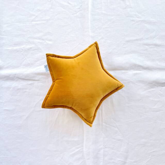 Mustard Velvet Star Pillow, Cushion - image 1
