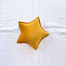 Mustard Velvet Star Pillow, Cushion