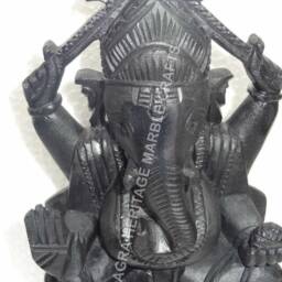 Black Marble Ganpati Ganesh Murti Statue 10 - thumbnail 2