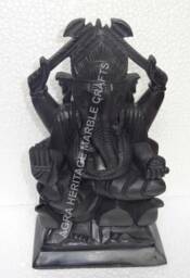 Black Marble Ganpati Ganesh Murti Statue 10 - thumbnail 1