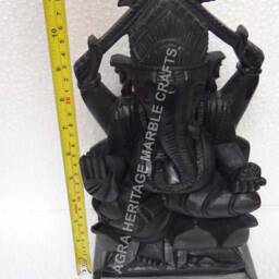 Black Marble Ganpati Ganesh Murti Statue 10 - thumbnail 4