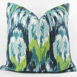 "Blue Green Ikat Craze Pillow Cover.10"", 14"" 16"", 17"", 18"", 20"", 22"", 24"", 26" - thumbnail 2