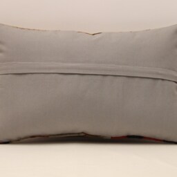 Turkish Kilim Pillow Cover, Wool Patchwork Lumbar Cushion - 12x20 In - thumbnail 4