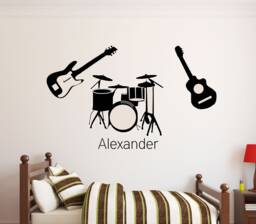 Personalized Music-Guitars-Drums Name Vinyl Wall Decal