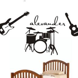 Personalized Music-Guitars-Drums Name Vinyl Wall Decal - thumbnail 2