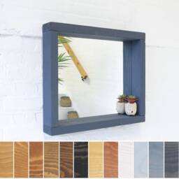 Mirror Shelf - 10cm X 5cm Main Image Ironstone Grey Smooth Design Chunky Wood Driftwood Style Chic Dark - thumbnail 1