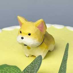 Adorable Wooden Corgi Statue, Handmade Dog Ornament Figurine Animal For Puppy Owners, Cute Collector Gift, Valentine's Day Gift - thumbnail 2
