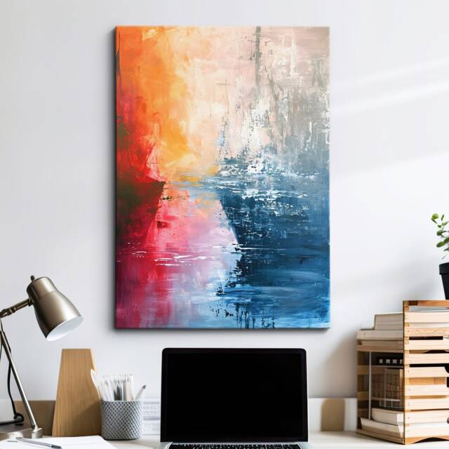 Rainbow Paint Ship Abstract Oil Painting Framed Poster Print & Canvas Wall Decor Art Bedroom Home Interior Floral Gift - image 1