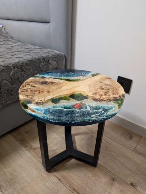 Handcrafted Resin Ocean Wave Coffee Table Live Edge Coastal Decor - image 1