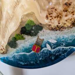Handcrafted Resin Ocean Wave Coffee Table Live Edge Coastal Decor - thumbnail 4