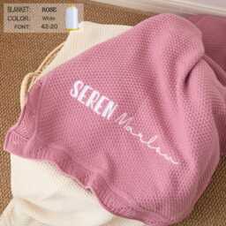 Personalized Knit Baby Blanket With Name Chunky Chenille Newborn Gift