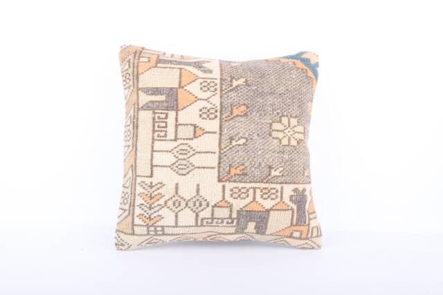 Handmade Turkish Kilim Pillow Cover Bohemian Lumbar Sham - 18x18 - image 1
