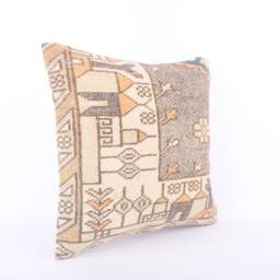 Handmade Turkish Kilim Pillow Cover Bohemian Lumbar Sham - 18x18 - thumbnail 2