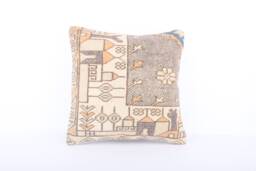 Handmade Turkish Kilim Pillow Cover Bohemian Lumbar Sham - 18x18 - thumbnail 1