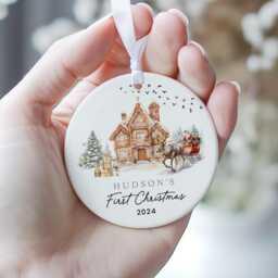 Personalised Baby's 1st Christmas Ornament, First Decoration, New Baby Gift, Santa & Tree Decoration - thumbnail 3
