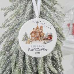 Personalised Baby's 1st Christmas Ornament, First Decoration, New Baby Gift, Santa & Tree Decoration - thumbnail 2
