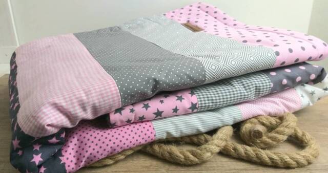 stripes - Patchwork Baby Blanket Bedspread Cuddly Blanket With Name - image 1