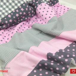 stripes - Patchwork Baby Blanket Bedspread Cuddly Blanket With Name - thumbnail 4