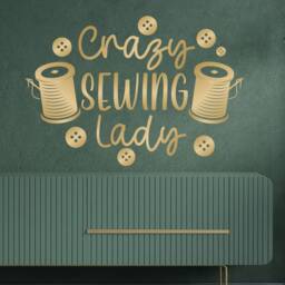Crazy Sewing Lady - Wall Sticker Words Room - thumbnail 3