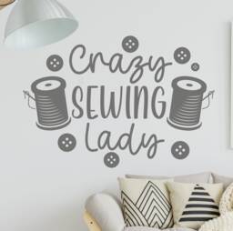Crazy Sewing Lady - Wall Sticker Words Room