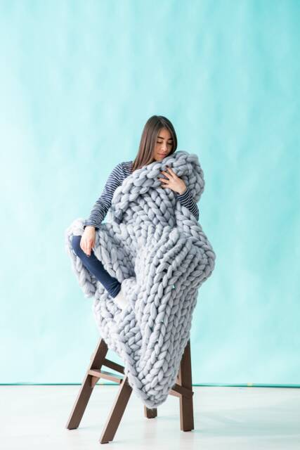 Chunky Knit Blanket, Weighted Blanket, Merino Wool Blanket Adult, Throw - image 1