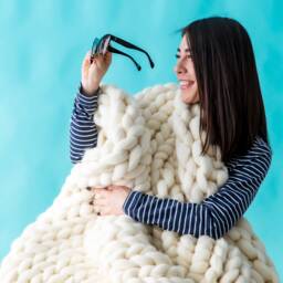 Chunky Knit Blanket, Weighted Blanket, Merino Wool Blanket Adult, Throw - thumbnail 3