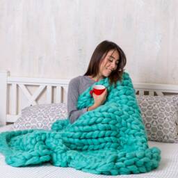 Chunky Knit Blanket, Weighted Blanket, Merino Wool Blanket Adult, Throw - thumbnail 2