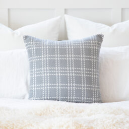 Belgian Gray Checkered Pillow Cover, European Sham - thumbnail 1