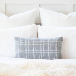 Belgian Gray Checkered Pillow Cover, European Sham - thumbnail 2