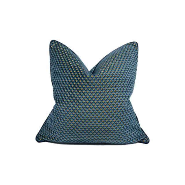 Designers Guild - Portland Delft Plush Geometric Contrast Piped Velvet Cushion Cover Handmade Throw Pillow Designer Home D??cor - image 1