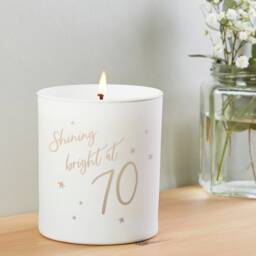 70Th Birthday Candle Gift Etched Glass Keepsake - Shining Bright