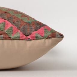 Handwoven Kilim Pillow Cover Vintage Turkish Wool Cushion - 16'' X 24'' - thumbnail 3