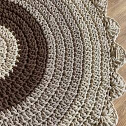 Handmade Crochet Round Rug Scandinavian Style Cotton Floor Rug - thumbnail 3