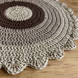 Handmade Crochet Round Rug Scandinavian Style Cotton Floor Rug - thumbnail 2