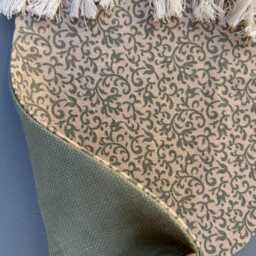 Linen Farmhouse Cottage Christmas Stocking With Sage Green Ivy Print & Cotton Tassel Fringe - thumbnail 2
